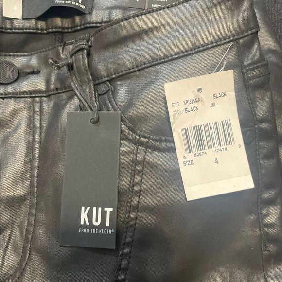 Kut from the Kloth Mia Coated High-Rise Fab AB Toothpick Skinny Black Pants - Picture 2 of 4